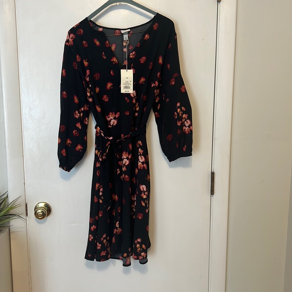 Black floral long sleeve dress